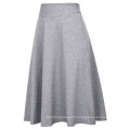 Kate Kasin Occident Women's High Stretchy Grey Cotton High Waist A line Flared Skirt KK000279-3